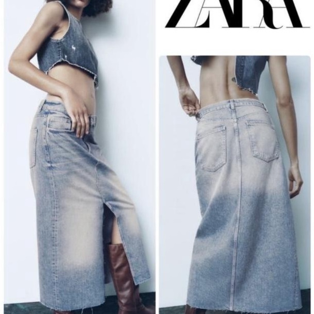 Zara Light Blue Denim Skirt - Picture 2 of 4